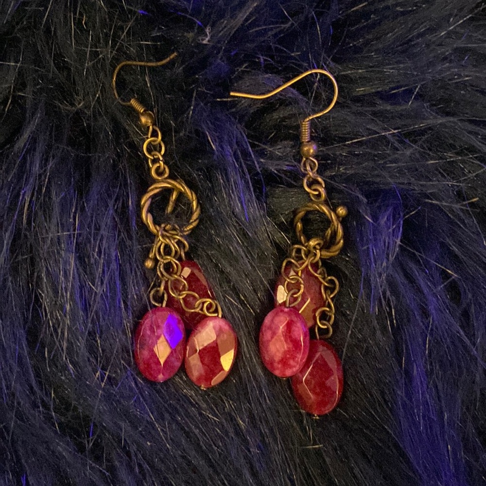 Handmade ruby dangle earrings